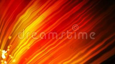 明亮的橙色背景，有许多弯曲的线条和光线，计算机生成现代抽象背景，三维渲染