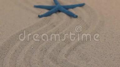 蓝色海<strong>星</strong>的近似位于沙质线上，向地平线飞<strong>去</strong>。