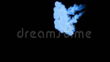 蓝色辉光墨水溶于水的三维渲染，模拟墨水注入，VFX效果与Luma哑光。 黑色1号蓝色