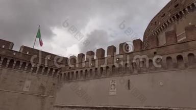 罗马的历史<strong>古迹</strong>：在多云的冬<strong>日</strong>里观赏圣天使城堡