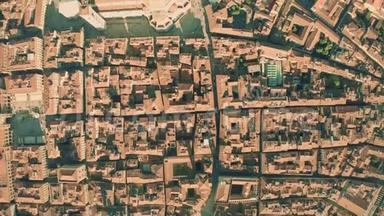 意大利佛罗伦萨的主要地标，从上到下的空中俯瞰大教堂或圣玛丽亚·德尔菲奥雷教堂