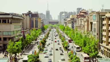 中国陕西西安繁华街道交通