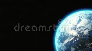 外星飞船飞碟从地球-电影动画3D，反射宇宙飞船与蓝光