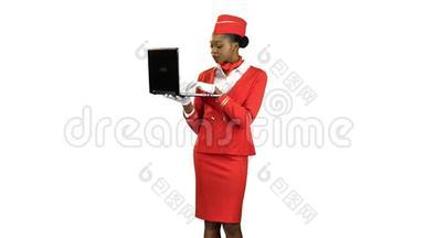 非裔美国空姐打印文本。 阿尔法通道