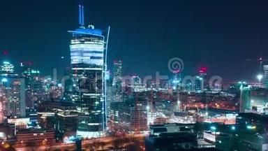 华沙商业中心夜空超光速：摩天大楼与科学文化宫