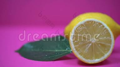 果汁柠檬特写，清爽有机食品，维生素C柑橘，美容