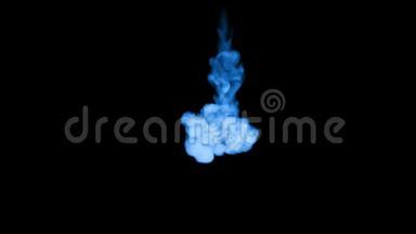 蓝色辉光墨水溶于水的三维渲染，模拟墨水注入，VFX效果与Luma哑光。 黑色25号蓝色