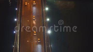 拉马8桥在汽车运输概念上的俯视图，泰国曼谷市。 4K城景V DO