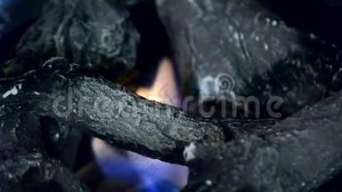 生物壁炉和耐热陶瓷柴火.