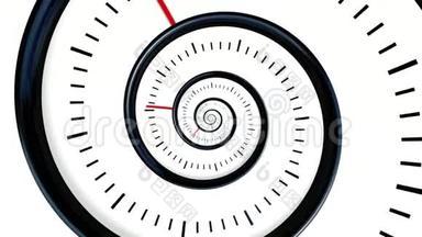 无限的时间。 无限<strong>旋转时钟</strong>背景。 黑白手表背景