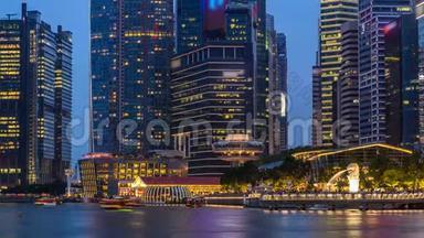 令人叹为观止的新加坡城市夜景-摩天大楼<strong>日夜</strong>流逝