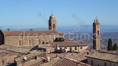 中世纪<strong>天主教</strong>会在蒙塔西诺的屋顶上。 意大利托斯卡纳