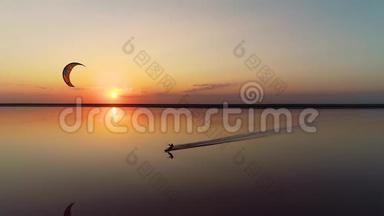 日落时风筝冲浪主题的背景