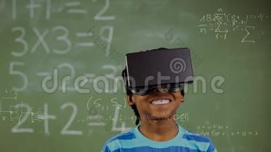 孩子在课堂上使用VR