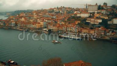 波尔图，大约2018年：全景的老城市波尔图。 葡萄牙，里贝拉港`风景。 全景老城波尔图