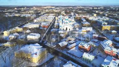 全景Gatchina，一月日航拍视频.. <strong>列宁</strong>格勒地区。 俄罗斯