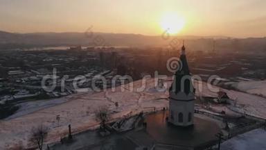 俄罗斯克拉斯诺亚尔斯克-2019年1月20日：帕拉斯克瓦Pyatnitsa教堂是俄罗斯克拉斯诺亚尔斯克的俄罗斯东正教教堂。