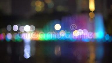 彩色音乐舞蹈喷泉的背景视频。 网站背景