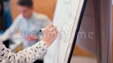 老师正在为学生写<strong>挂图</strong>。 或办公室的商务会议