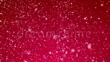 闪烁的雪红背景/1080p冬季和圣诞节视频背景循环