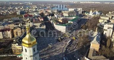 从4K`无人机到圣索菲亚`大教堂、Sofiyivska广场的全景视频