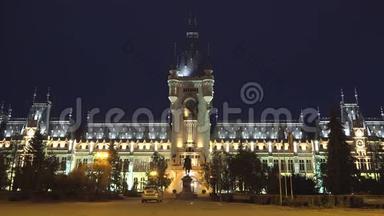 罗马尼亚，莫洛维亚的象征，夜晚的<strong>文化</strong>宫