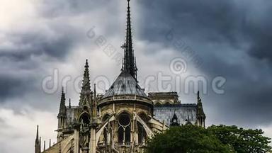 巴黎圣母院大教堂东侧的<strong>哥特</strong>式建筑风格，旅游