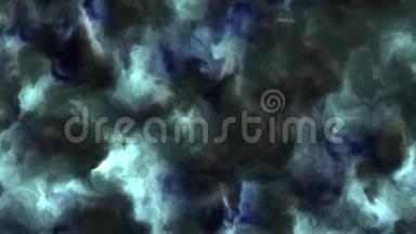 太空星云中的风暴蓝色和青色云的4k视频，缓慢移动，形成和溶解，4k，3840p，24fps