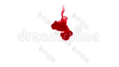 红墨水在白色背景上溶解在水中，用Luma哑光。 计算机<strong>仿真</strong>的三维渲染。 V5一次流动