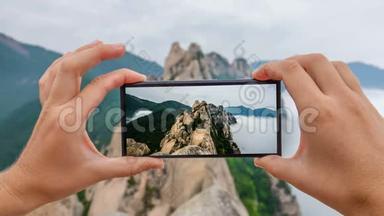 乌兰巴维岩<strong>摄影</strong>摄像。 韩国塞拉克山国家公园的山