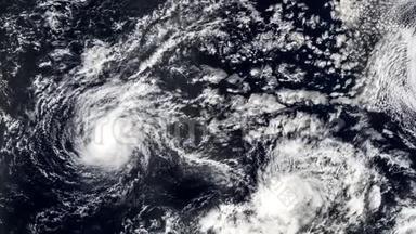 三次飓风风暴龙卷风卫星视图。 一些由美国宇航局提供的视频元素。