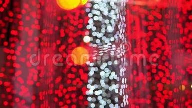 红色节日波克轻圣诞节背景。 抽象优雅的去焦闪烁红宝石色纹理概念，闪耀魅力xm