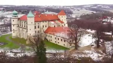 从波兰冬季的诺伊维斯尼茨城堡的高度<strong>观看</strong>。 加速<strong>视频</strong>