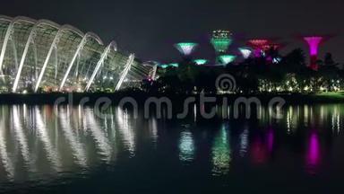 新加坡花园狂想曲之光与<strong>音乐剧</strong>。 快速运动。 无缝回路