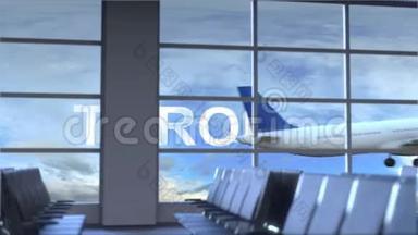商业飞机降落在多伦多<strong>国际机场</strong>。 前往加拿大概念介绍动画