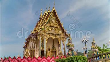 普莱莱姆寺的时间图-泰国萨梅岛的主要标志和流行地标。 旅游业和旅游业