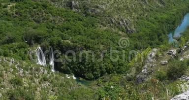 Manojlovac瀑布，Krka自然公园，位于克罗地亚达马尔蒂亚的Sibenik附近，<strong>实时</strong>