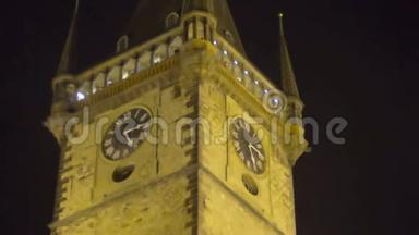 布拉格著名天文钟，令人惊叹的夜景，名胜古迹