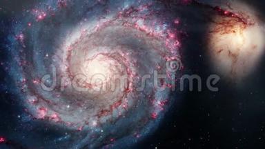 旋转螺旋星系。 深空探索。 太空中的星场和星云