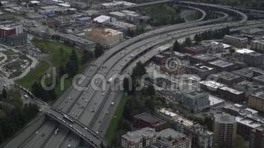 西雅图市中心天际线和4KUHD高速公路