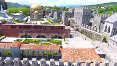 格鲁吉亚Akhaltsikhe，2018年1月21日，格鲁吉亚Akhaltsikhe的Rabati城堡一座堡垒的时间推移视频