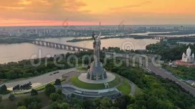 乌克兰基辅<strong>的祖国</strong>纪念碑空中景观