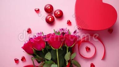 玫瑰、蜡烛和心形<strong>亚克</strong>力装饰混合花束