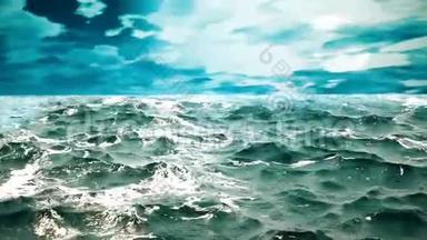高质量的海洋波浪动画，背景上有美丽的夜空。 <strong>四处</strong>游荡。