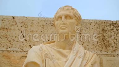 著名的古希腊新喜剧剧作家大理石雕像，雕塑艺术