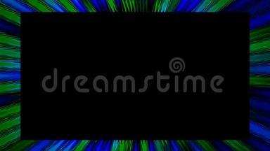 抽象设计中的视频帧。 绿色和蓝色光线在黑色背景上移动。
