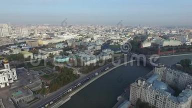 莫斯科空中全景与救世主基督大教堂