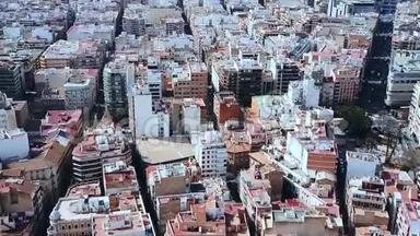 欧洲城市居住区的鸟瞰图。 库存。 模范区。 公寓楼的鸟瞰图
