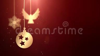 动画移动宝珠球落下圣诞新年喜庆节日庆祝占位符红色背景