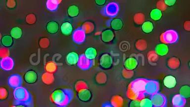 闪烁的五颜六色的花环霓虹灯效果，模糊的，能循环的元素